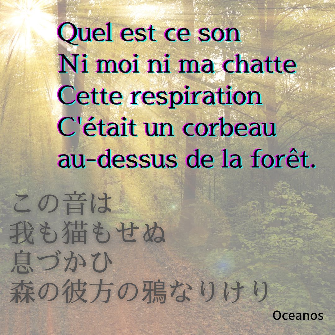 Kono oto waWa mo Neko mosenu iki zukai Morino kanatano Karasu nari keri .…...#tankajaponais #tankafrançais #tankafrancais #poésie #poesie #poème #poeme #poète #poete #poésiefrançaise #frenchpoetry #japanesepoetry #poetry #tanka #poesiejaponaise #instapoesie #Littérature #pensée #solitude #écriture #ecriture  #短歌 #詩 #詩人 #歌人 #詩を書く#日本語 #フランス語